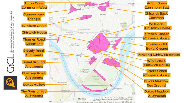 GiGL map of Chiswick survey locations